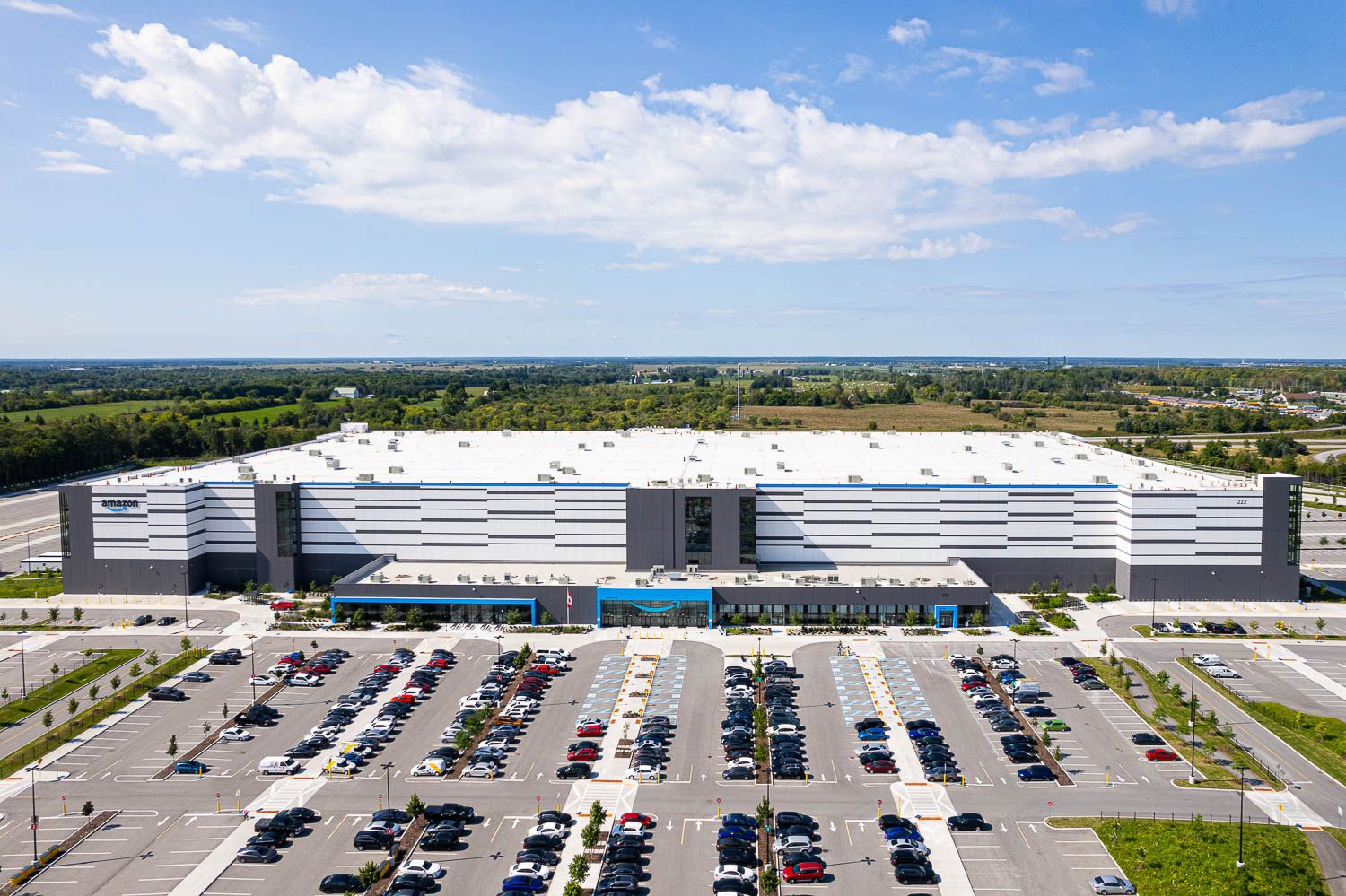 Amazon warehouse Ottawa exterior aerial photo