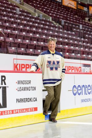 creative branding portrait for client on location Windsor Ontario Spitfires Steve Bell radio legend