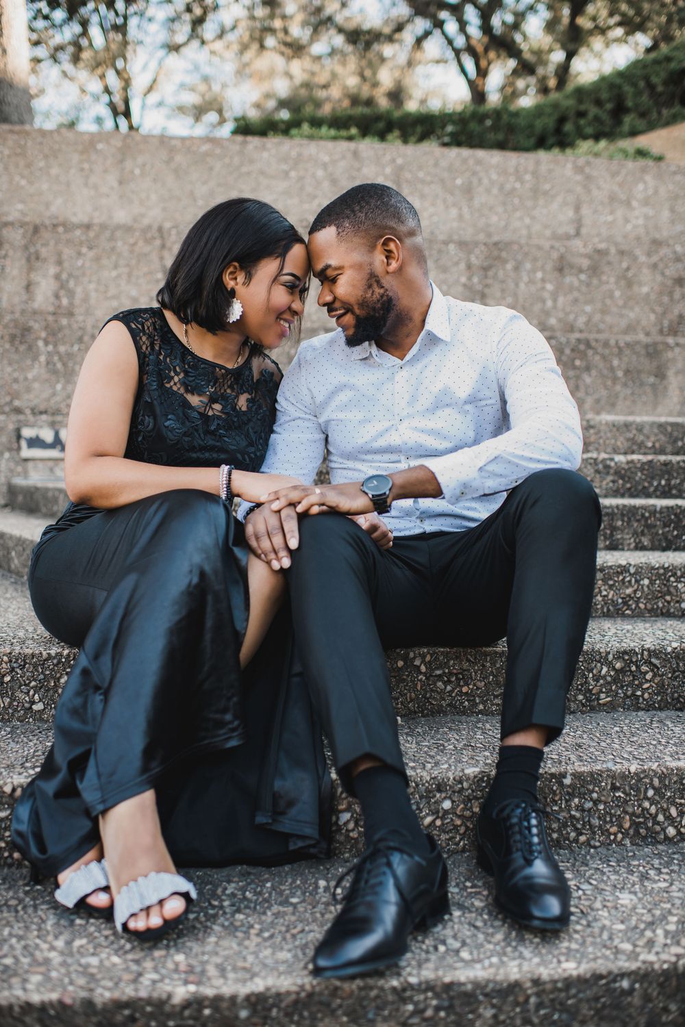 Fort Worth Water Gardens Engagement photo