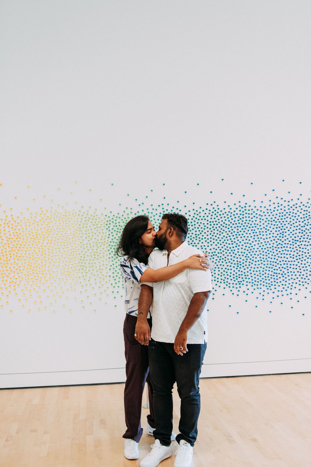 LGBTQ engagement portraits at San Francisco Museum of Modern Art.