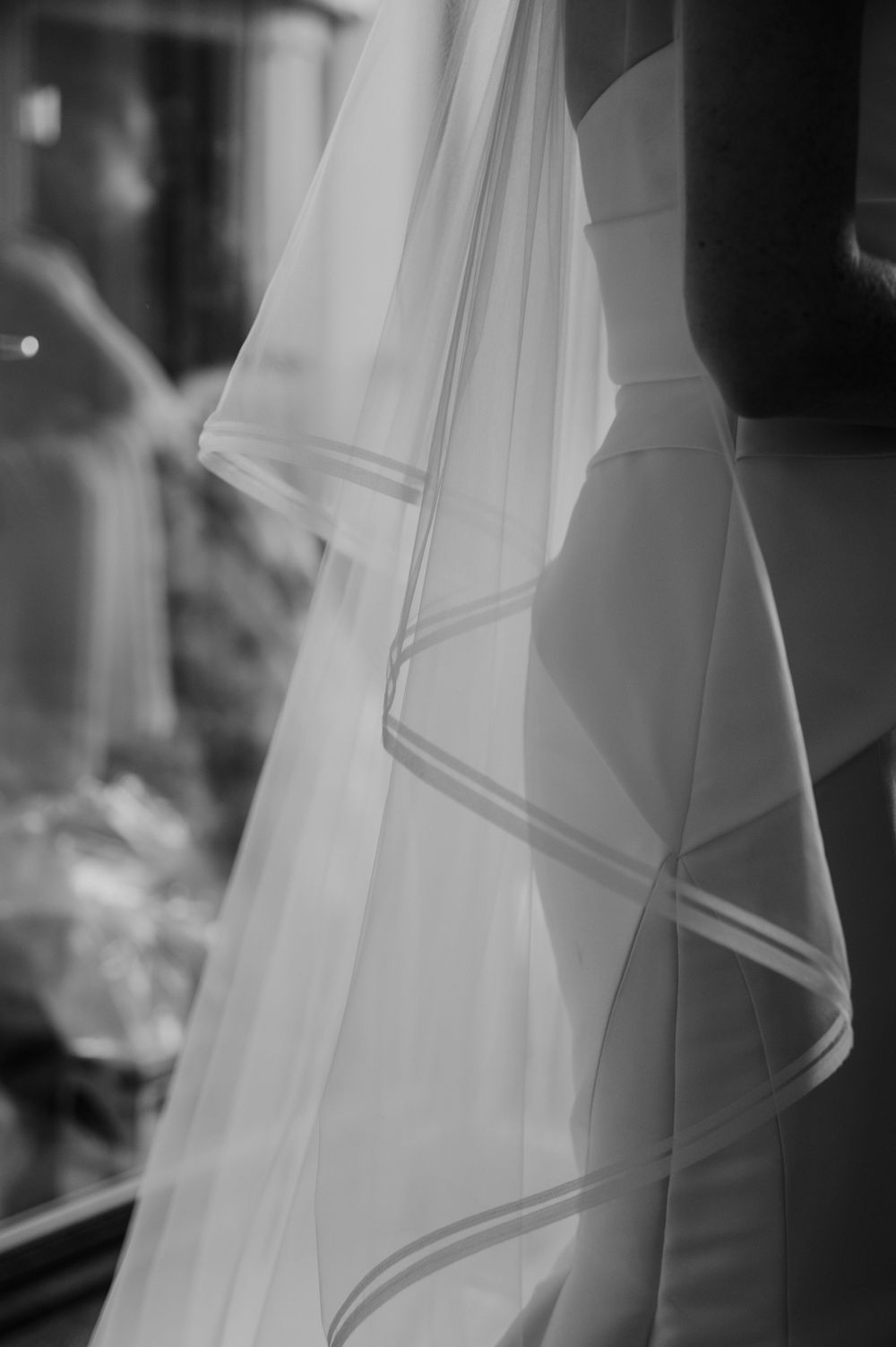 Wedding brides veil at Sandy Cove Hotel