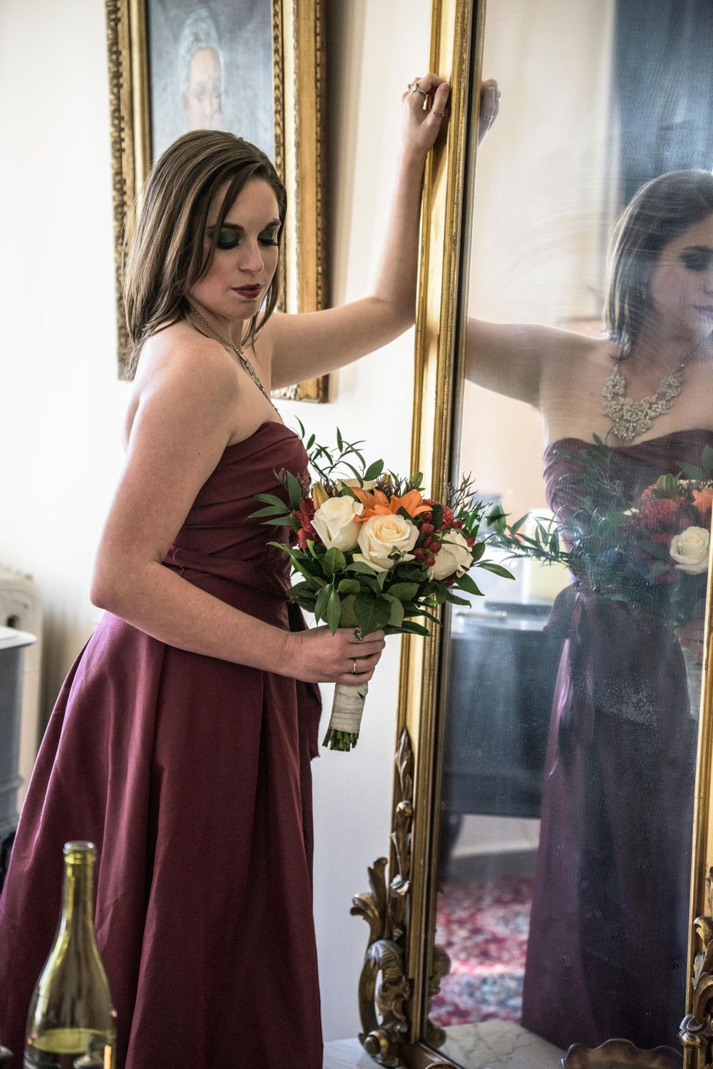 bride with flowers by Cowgill Cathy Flowers , lgbt wedding in Ohio