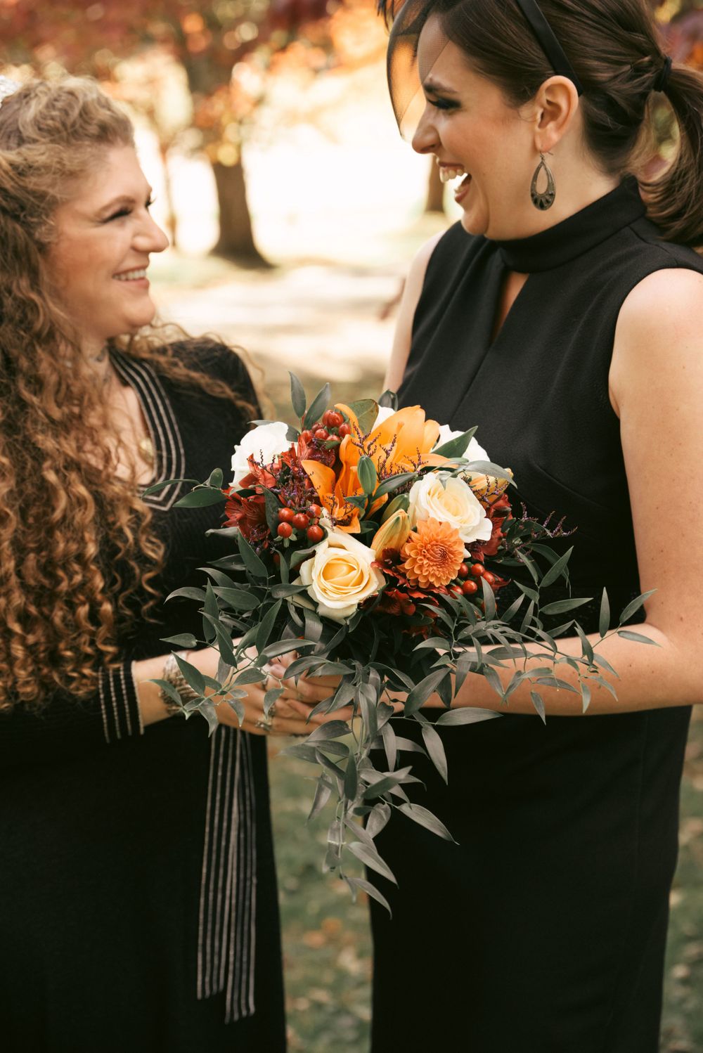 bridal flowers for fall, hand fasting style female lesbian vintage wedding , LGBT fall wedding in Ohio