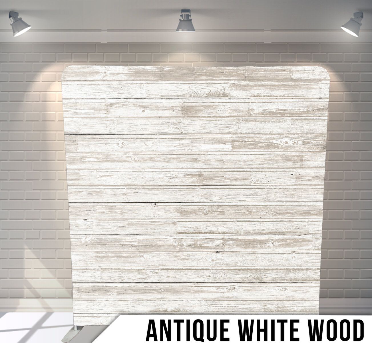 Weathered white wooden plank backdrop with distressed texture.