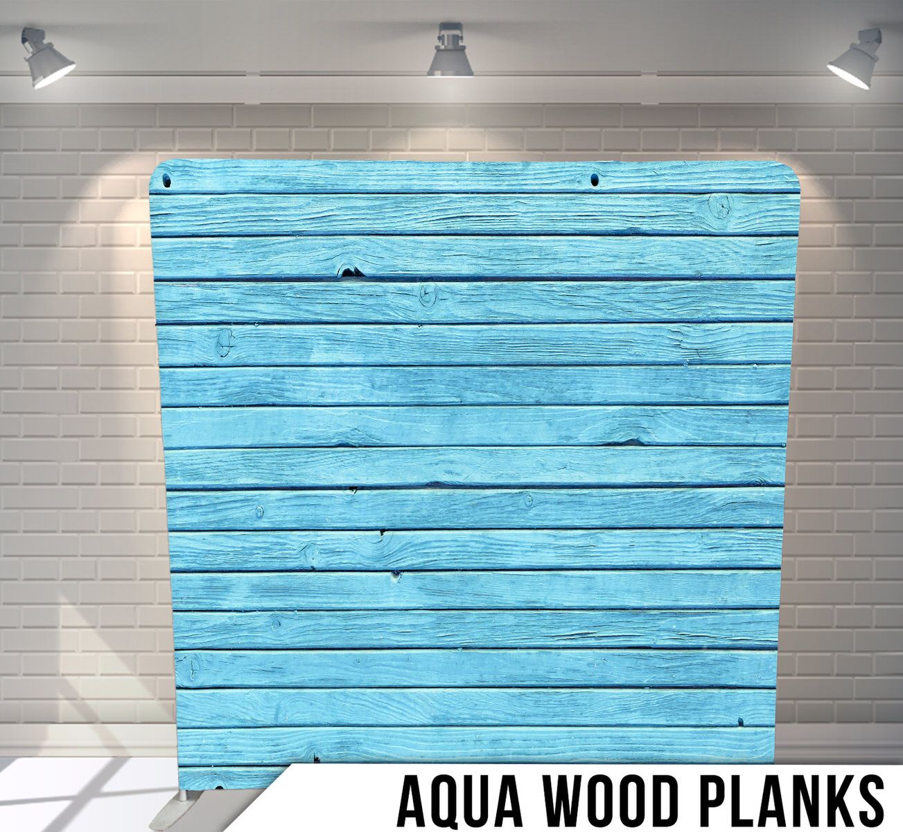 Rustic aqua blue wooden plank backdrop with horizontal boards.