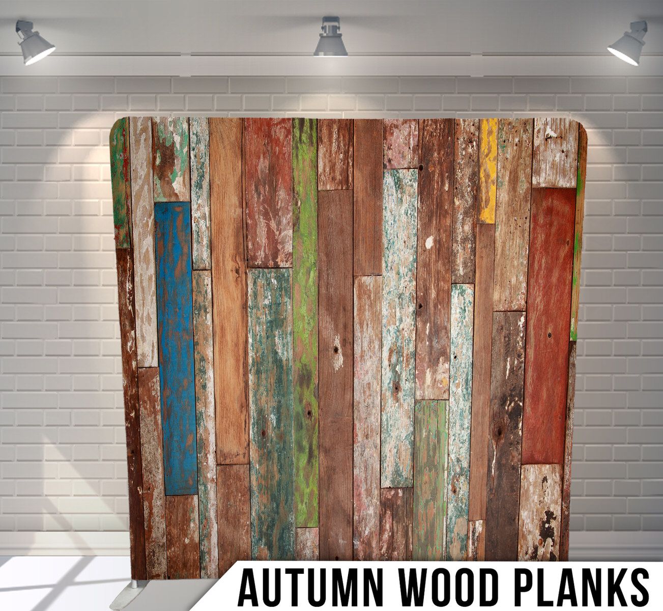 Weathered wooden planks in various vintage colors creating rustic wall texture.