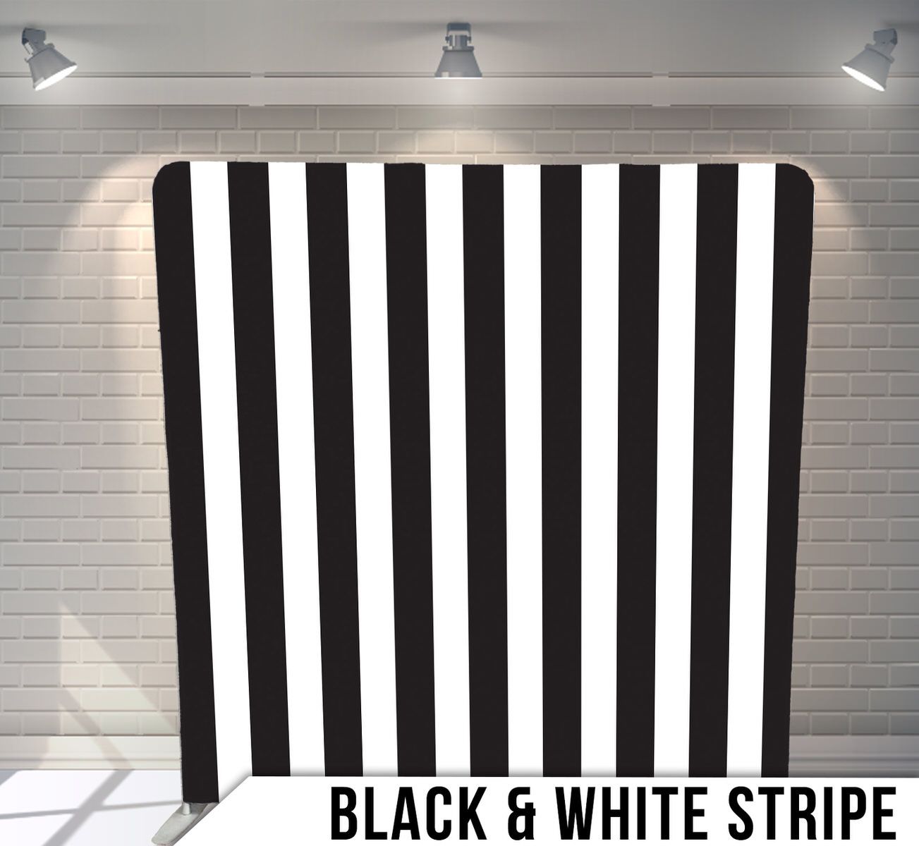Classic black and white vertical stripes pattern creating a bold contrast design.