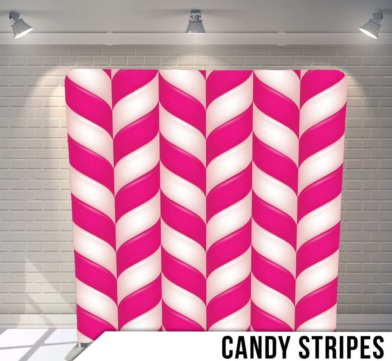 Pink and white chevron pattern creating a candy stripe effect.