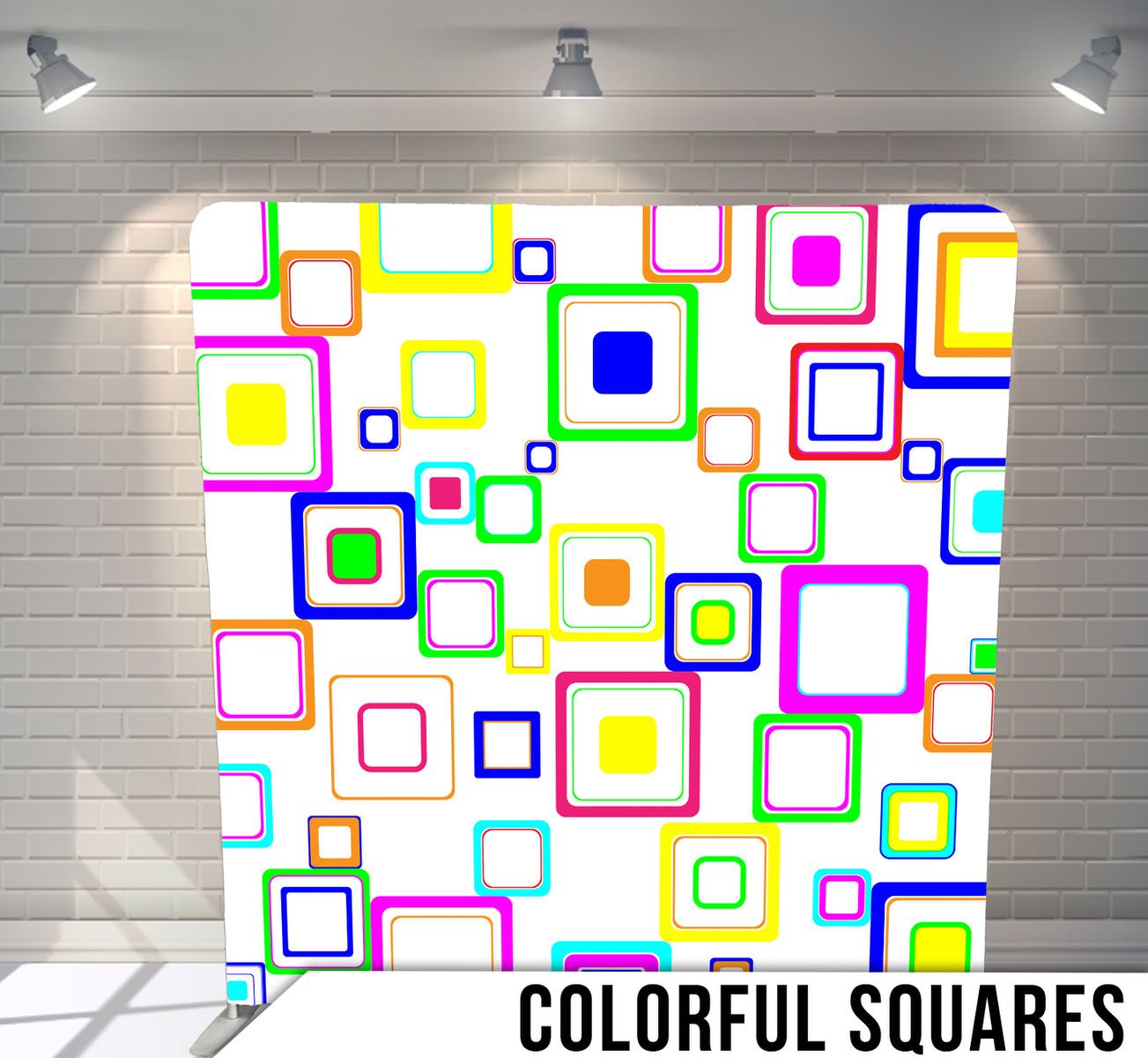 White background with colorful overlapping squares and rectangles in a modern geometric pattern.