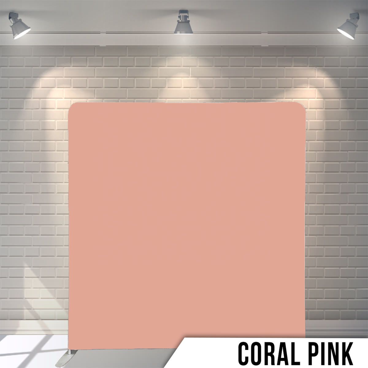 Solid coral pink colored backdrop display panel.