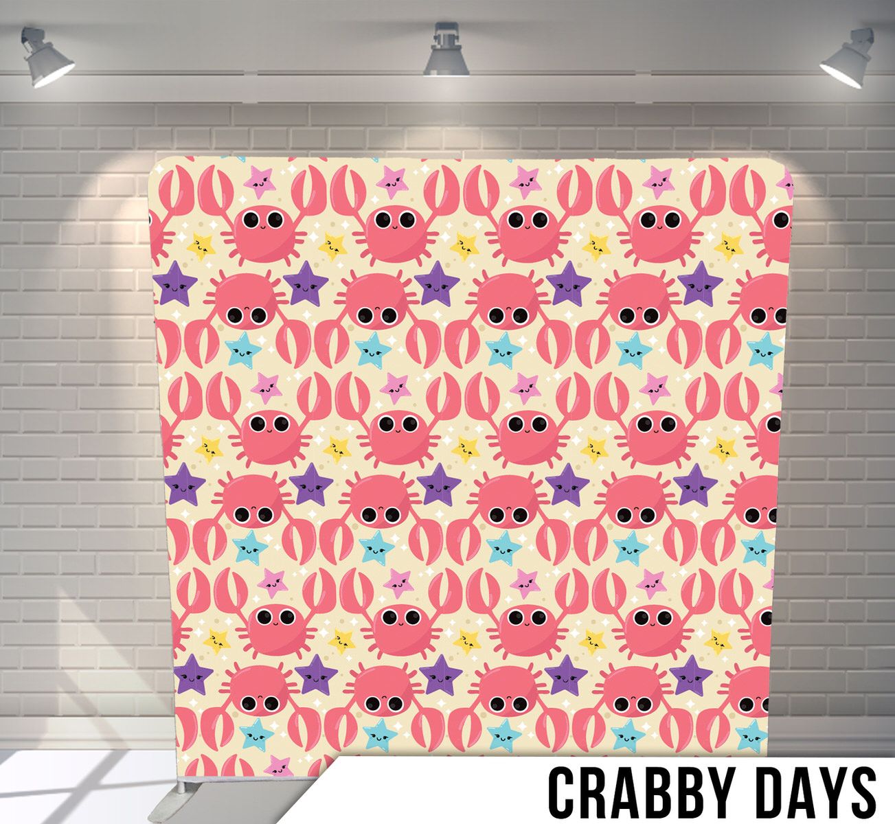 Pink and white bunny pattern with stars and flowers in a repeating design.
