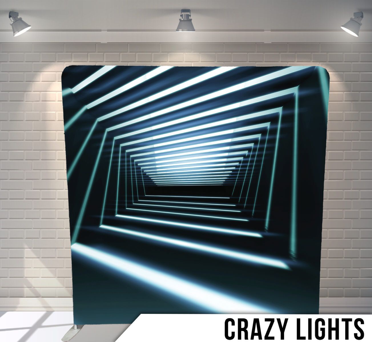 Futuristic blue-lit tunnel creating an infinite geometric perspective.