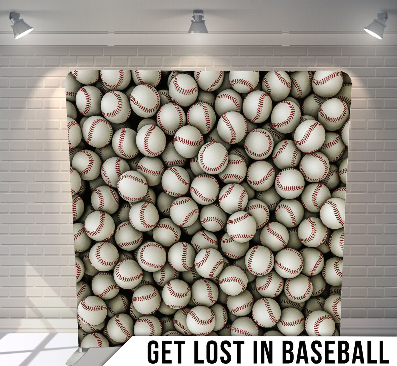 Seamless pattern of white baseball leather balls creating sports themed backdrop.