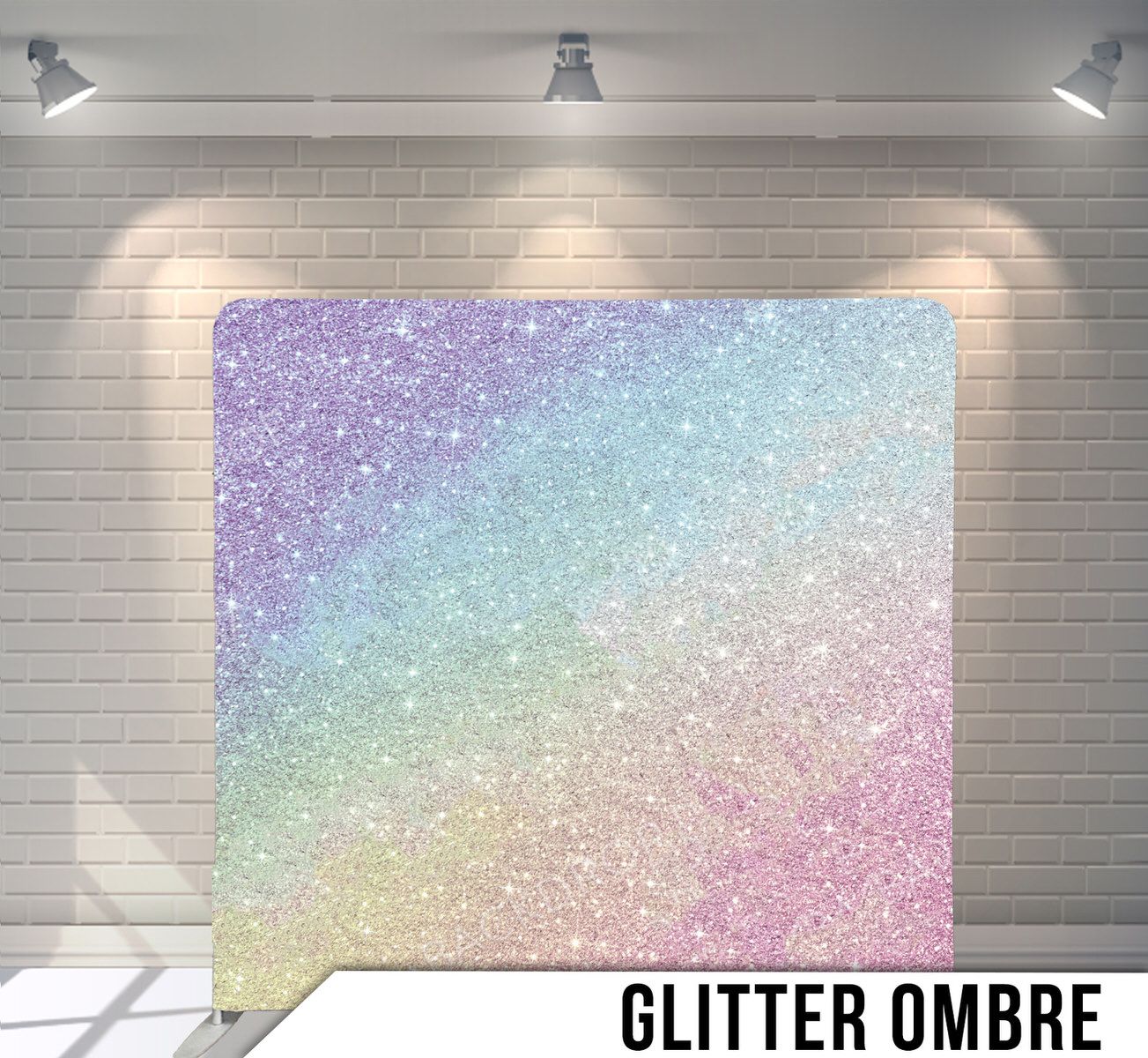 Pastel rainbow glitter ombre pattern transitioning through soft iridescent colors.