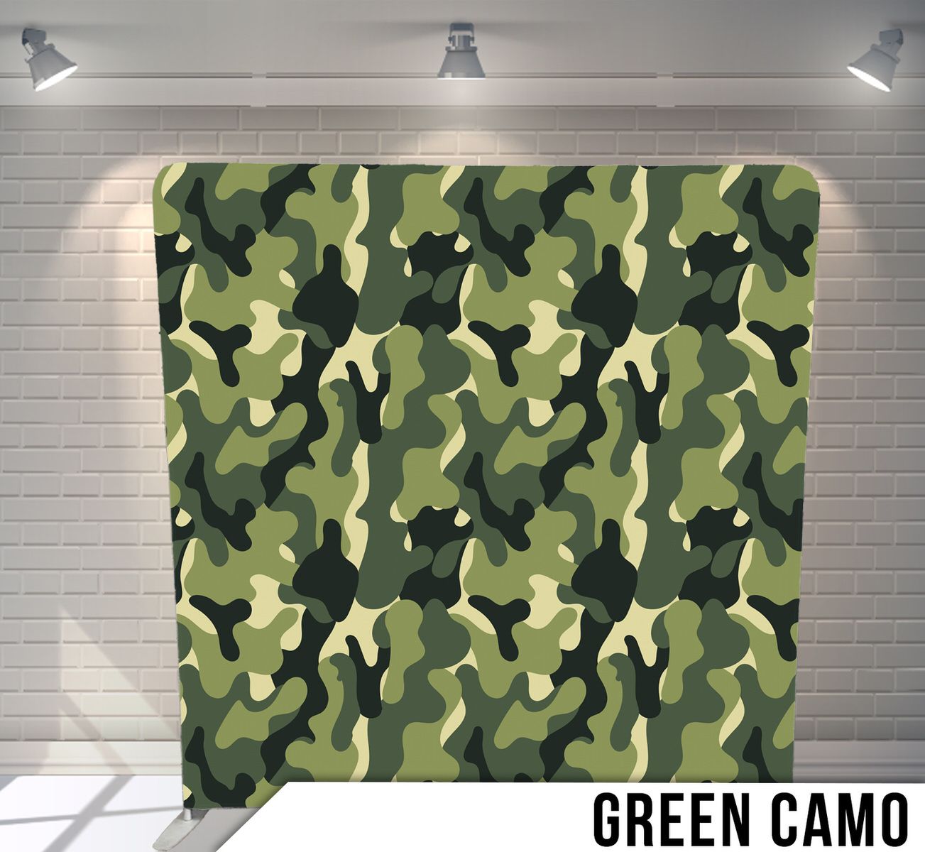 Green military camouflage pattern backdrop with classic woodland design.