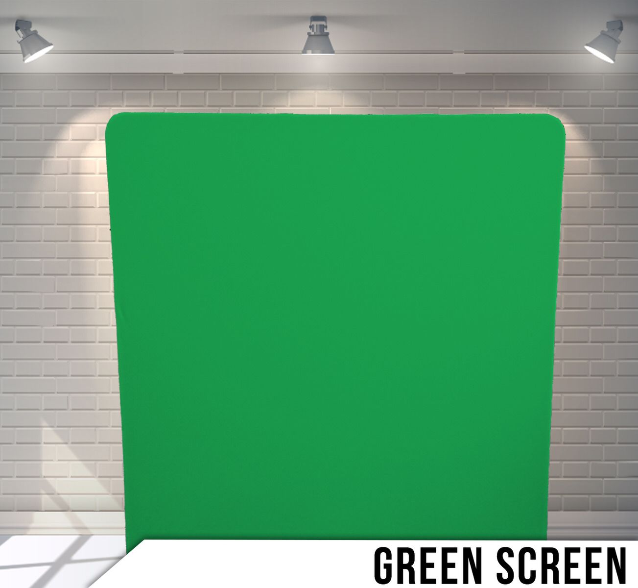Solid green screen backdrop for photography and video production.