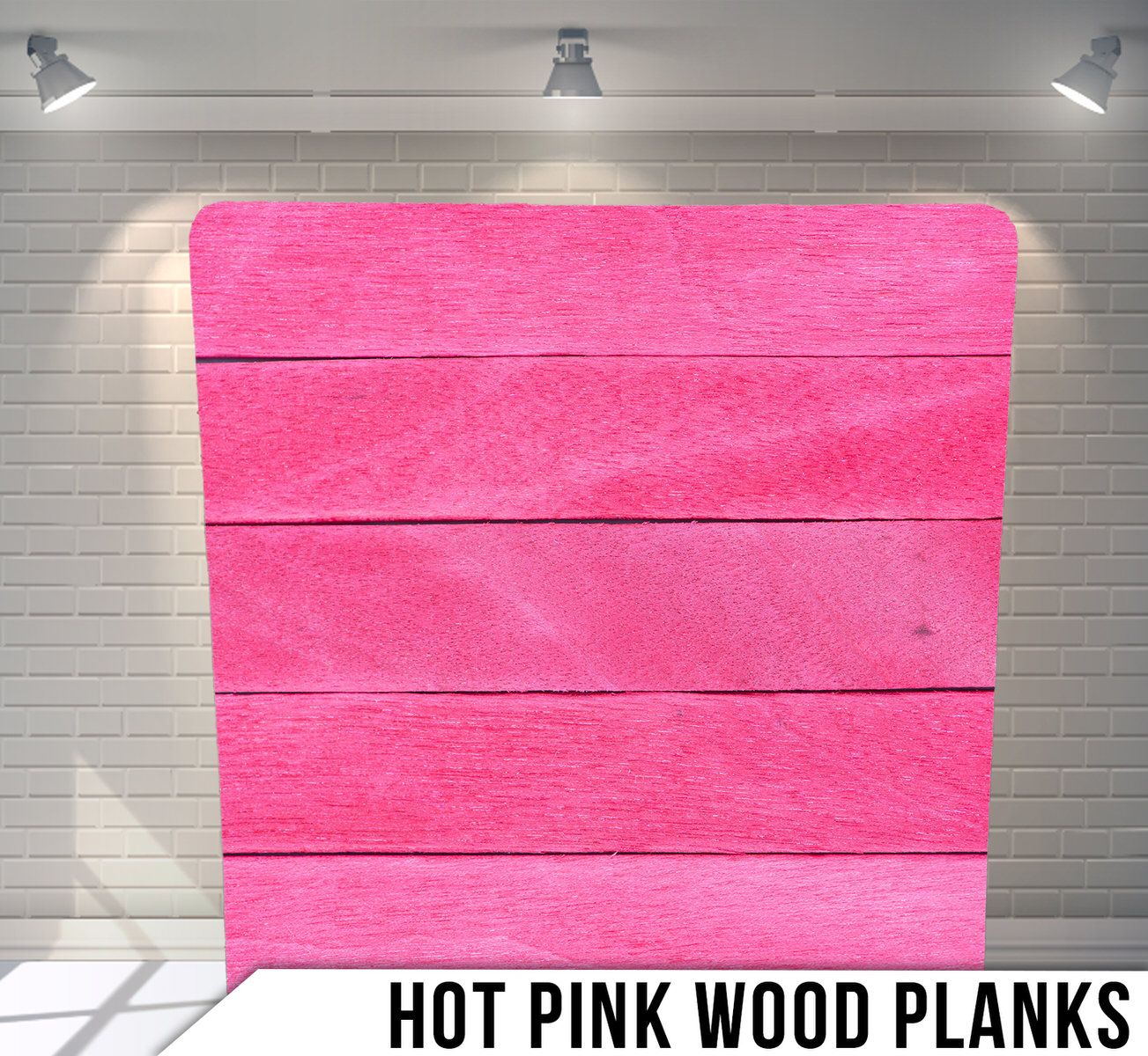 Hot pink wooden plank backdrop with horizontal slat texture for photography.