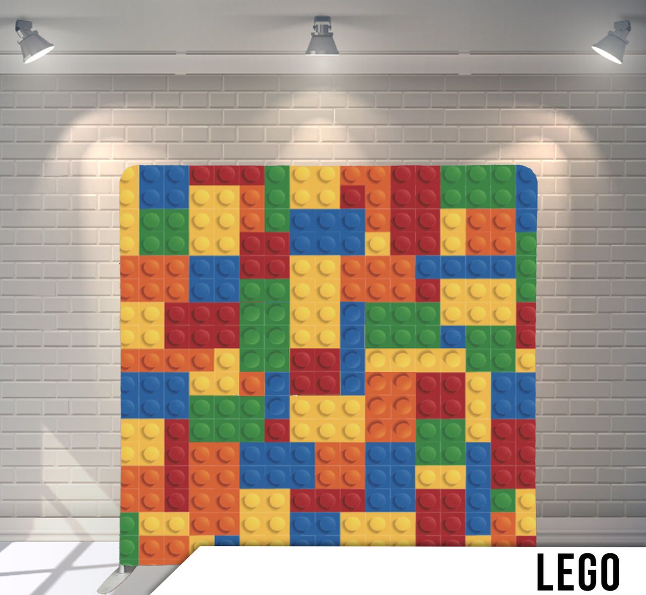 Colorful background pattern made of interlocking LEGO bricks in primary colors.