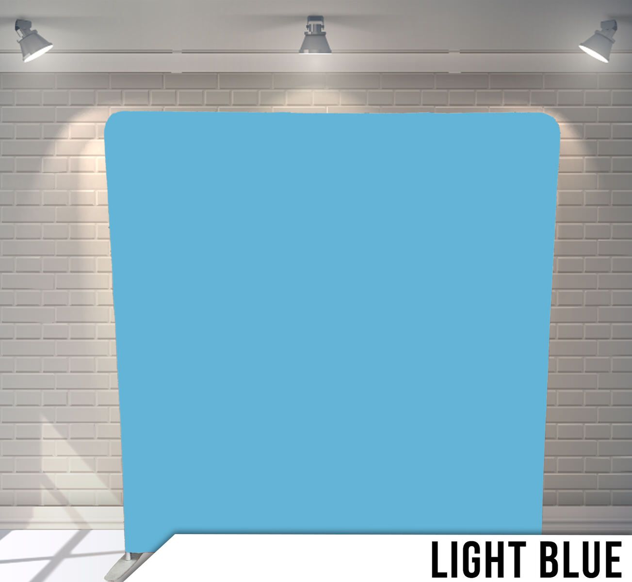 Solid light blue backdrop for photography or events.