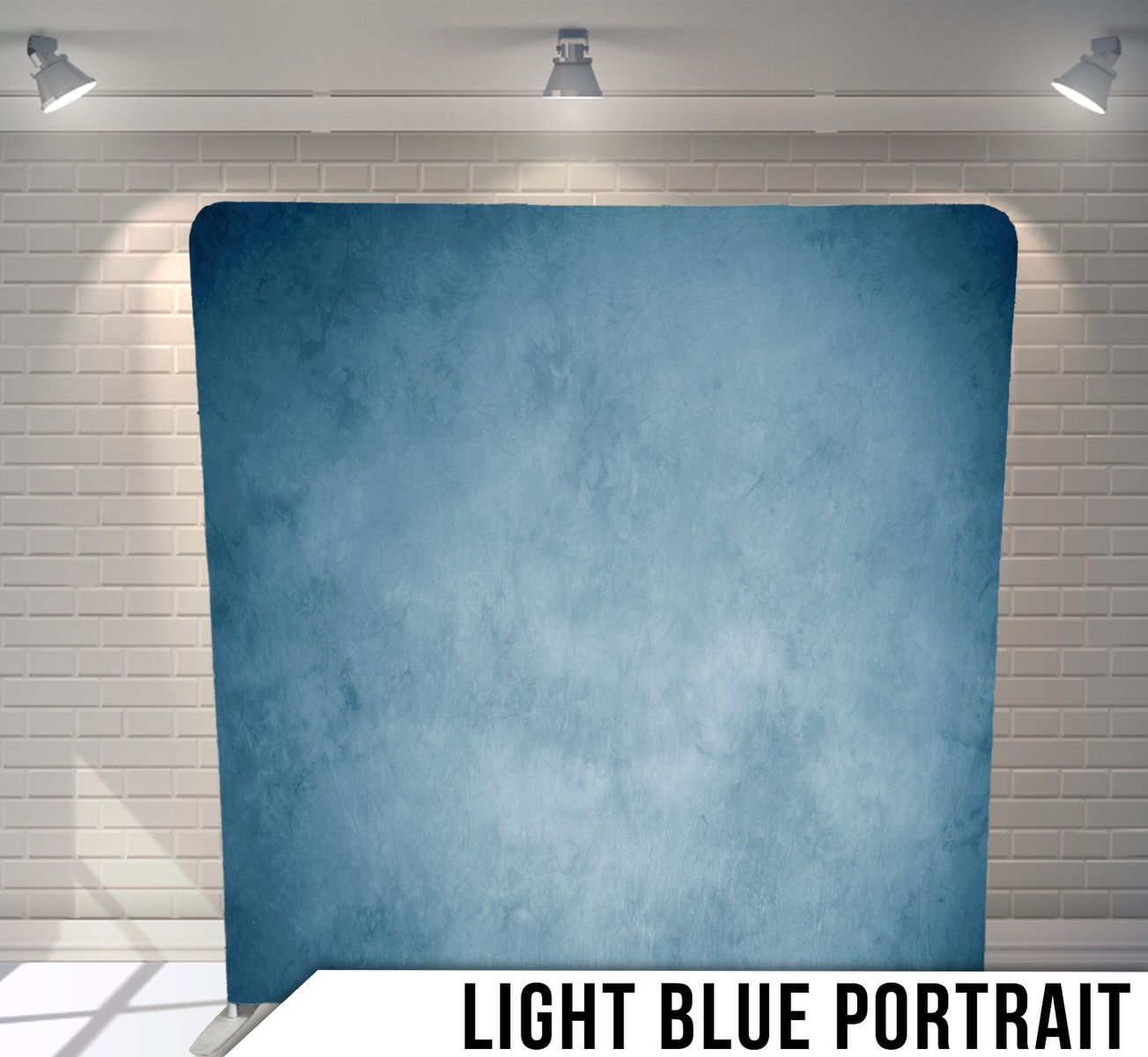Textured light blue portrait background with mottled gradient effect.