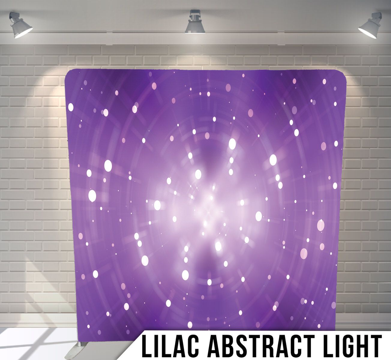 Purple abstract background with radiating light effect and sparkle pattern.