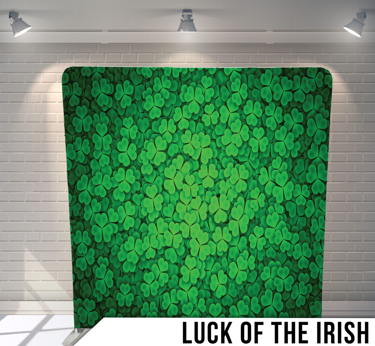 Dense pattern of green shamrock leaves filling entire background.