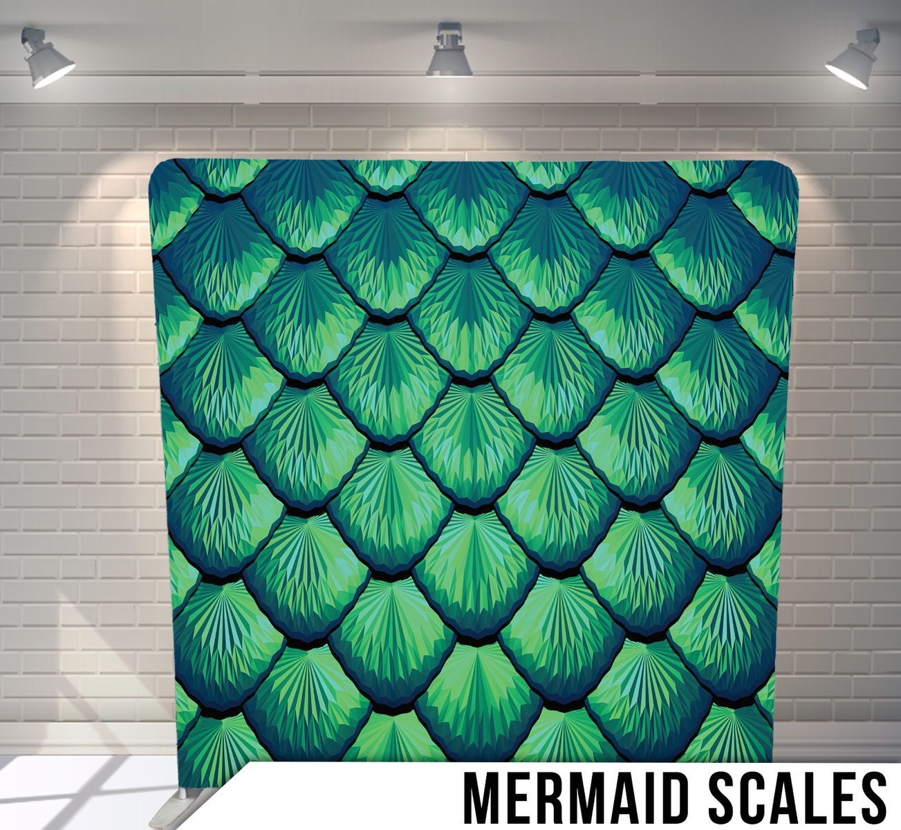 Shimmering teal and turquoise mermaid scale pattern forming an overlapping design.