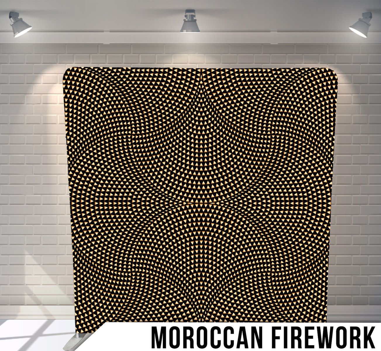 Abstract geometric pattern of swirling dots creating mesmerizing Moroccan-inspired firework designs.
