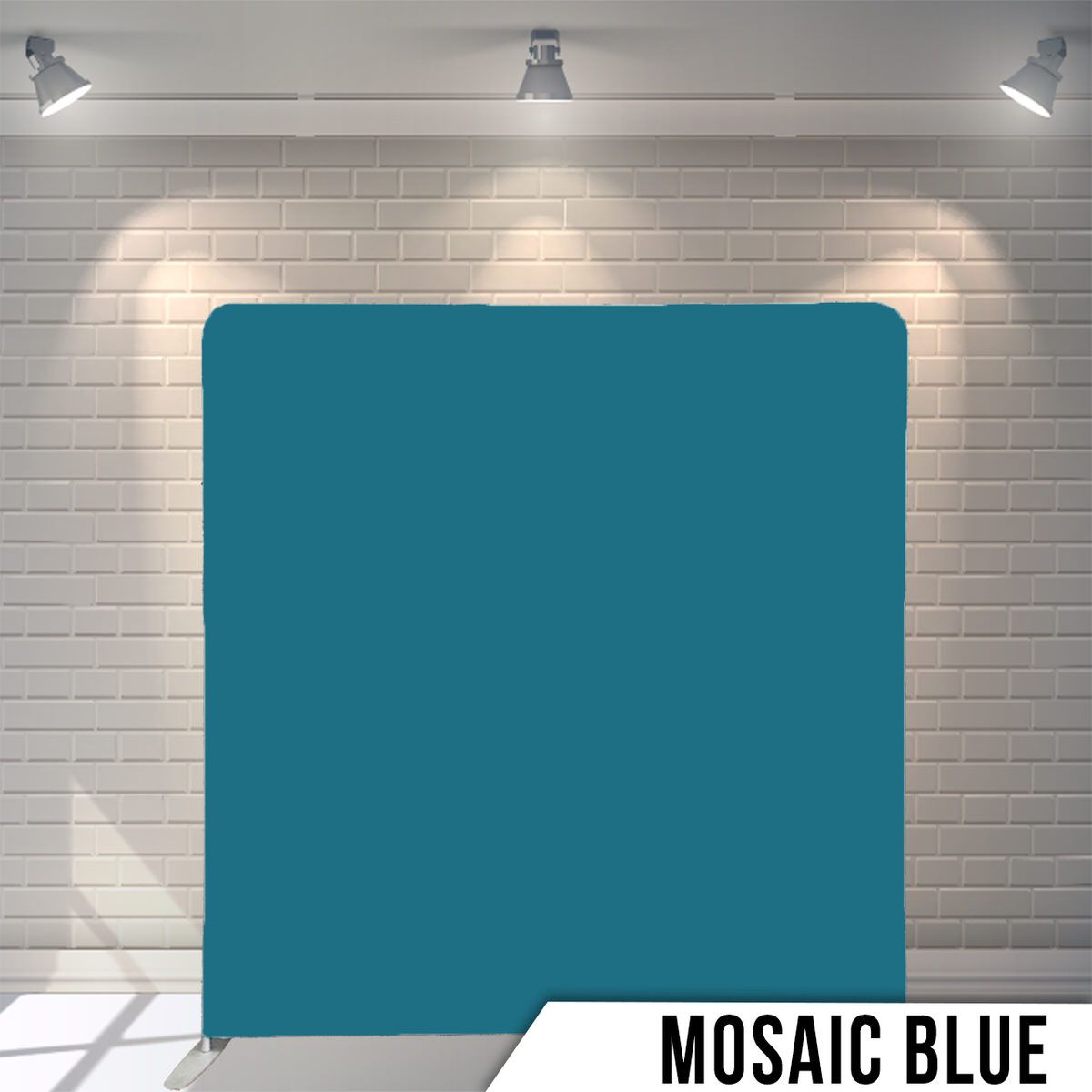 Solid mosaic blue colored photography backdrop with professional studio lighting.
