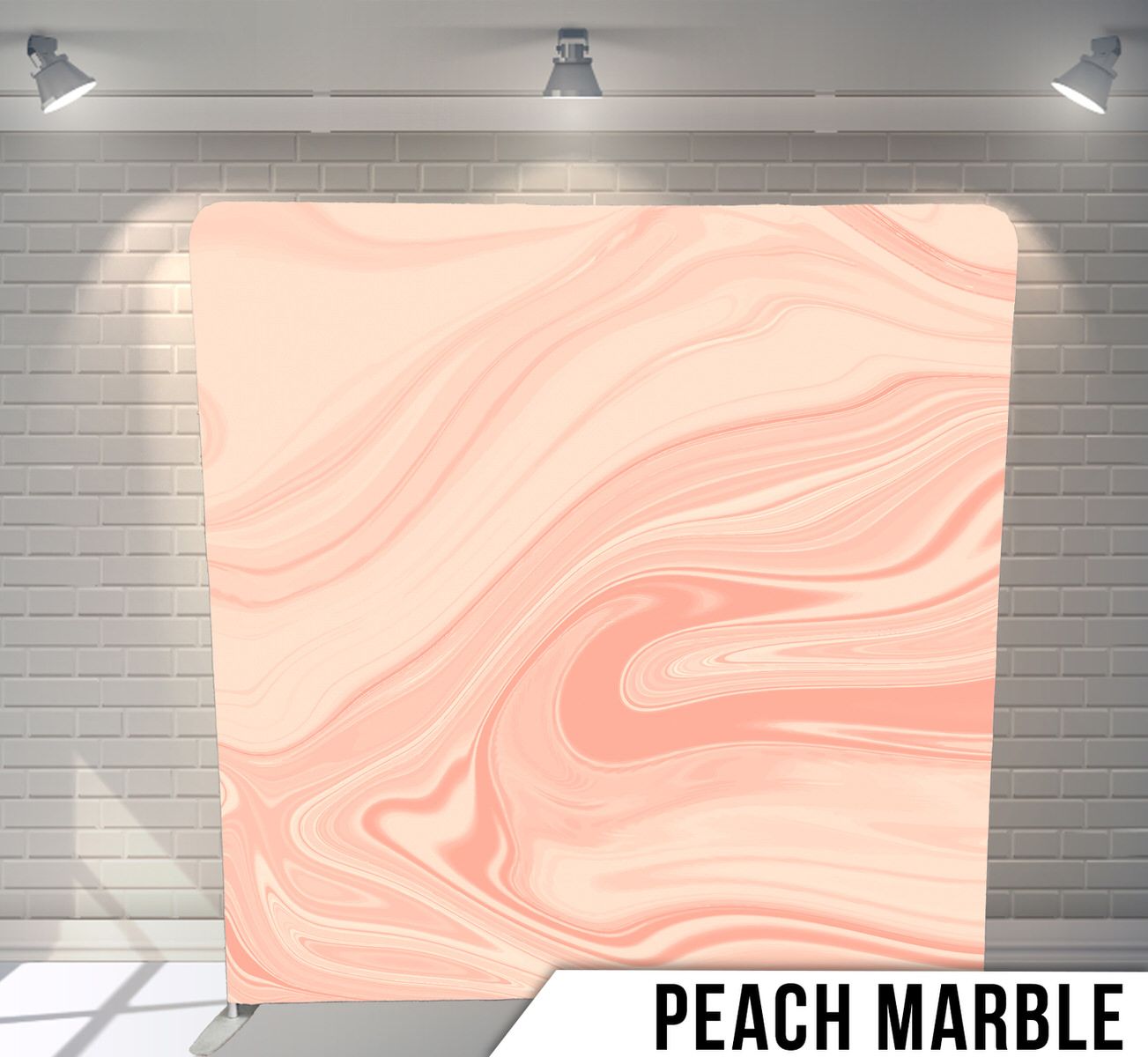 Abstract pink and peach marble swirl pattern creating elegant wavy textures.