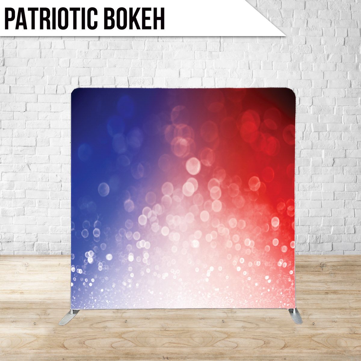 Red, white and blue bokeh light effect creating a patriotic background pattern.