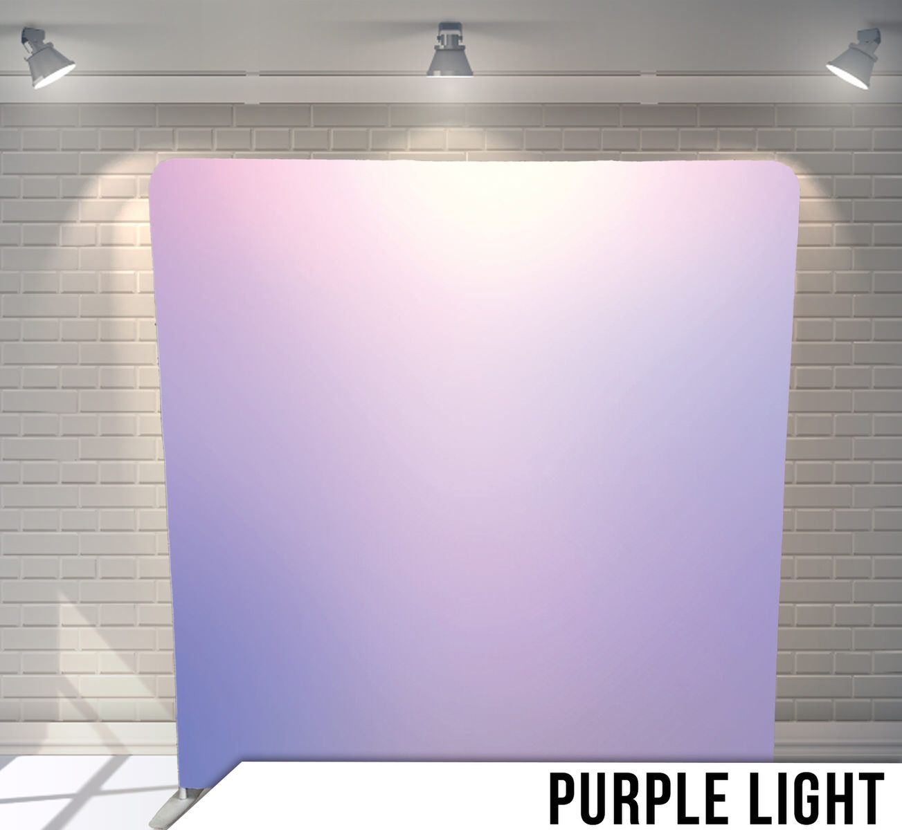 Gradient purple light backdrop fading from soft lavender to deeper violet tones.