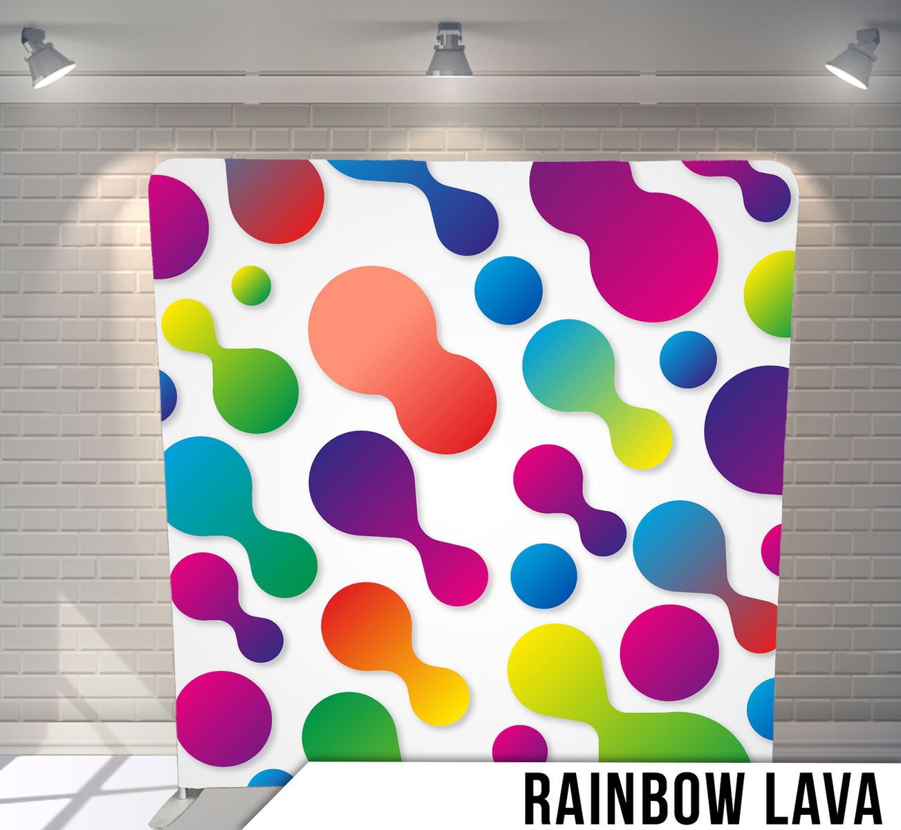 Abstract pattern of colorful organic blob shapes on white background.