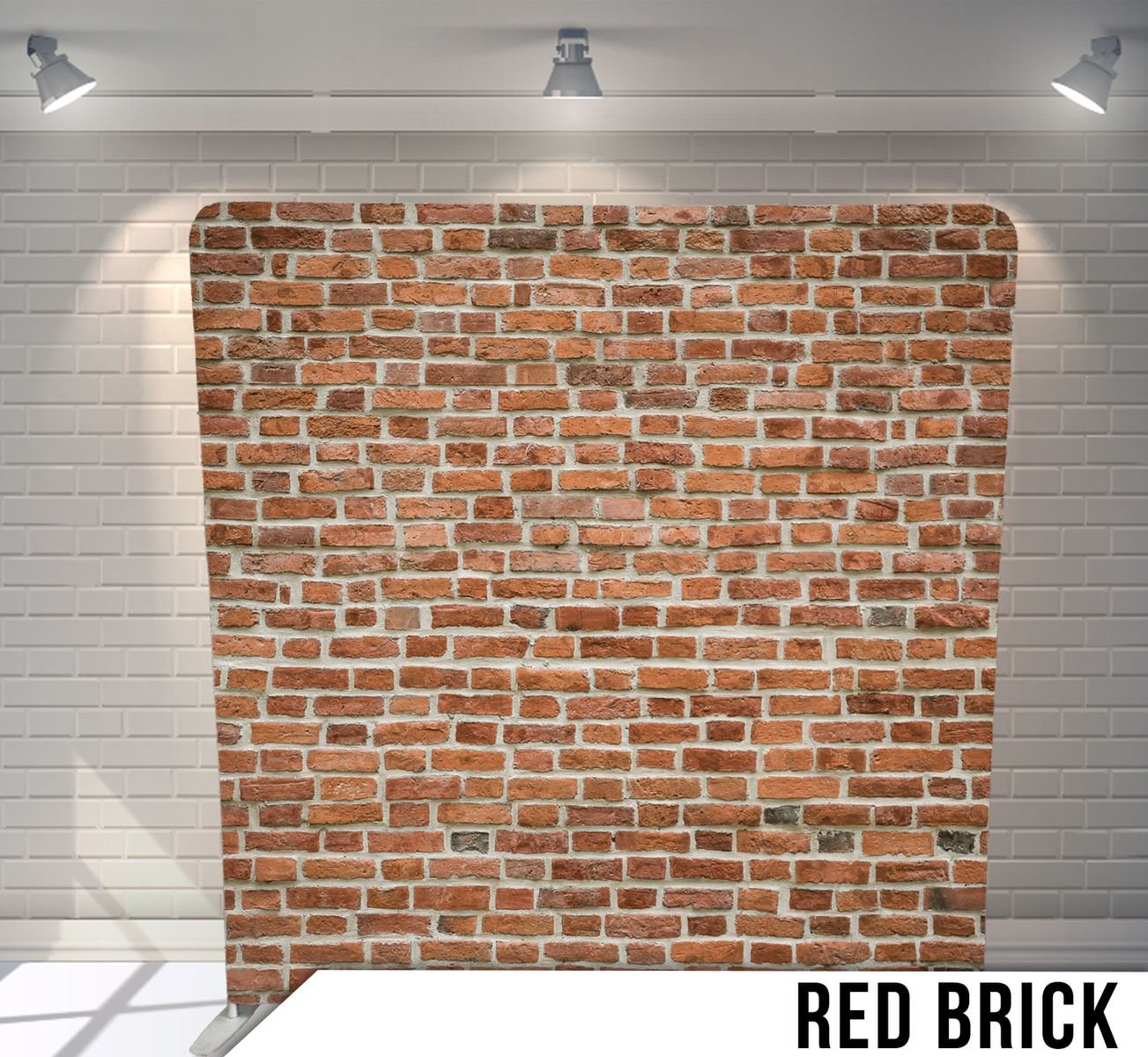 Textured red brick wall pattern with varied mortar lines and weathered finish.
