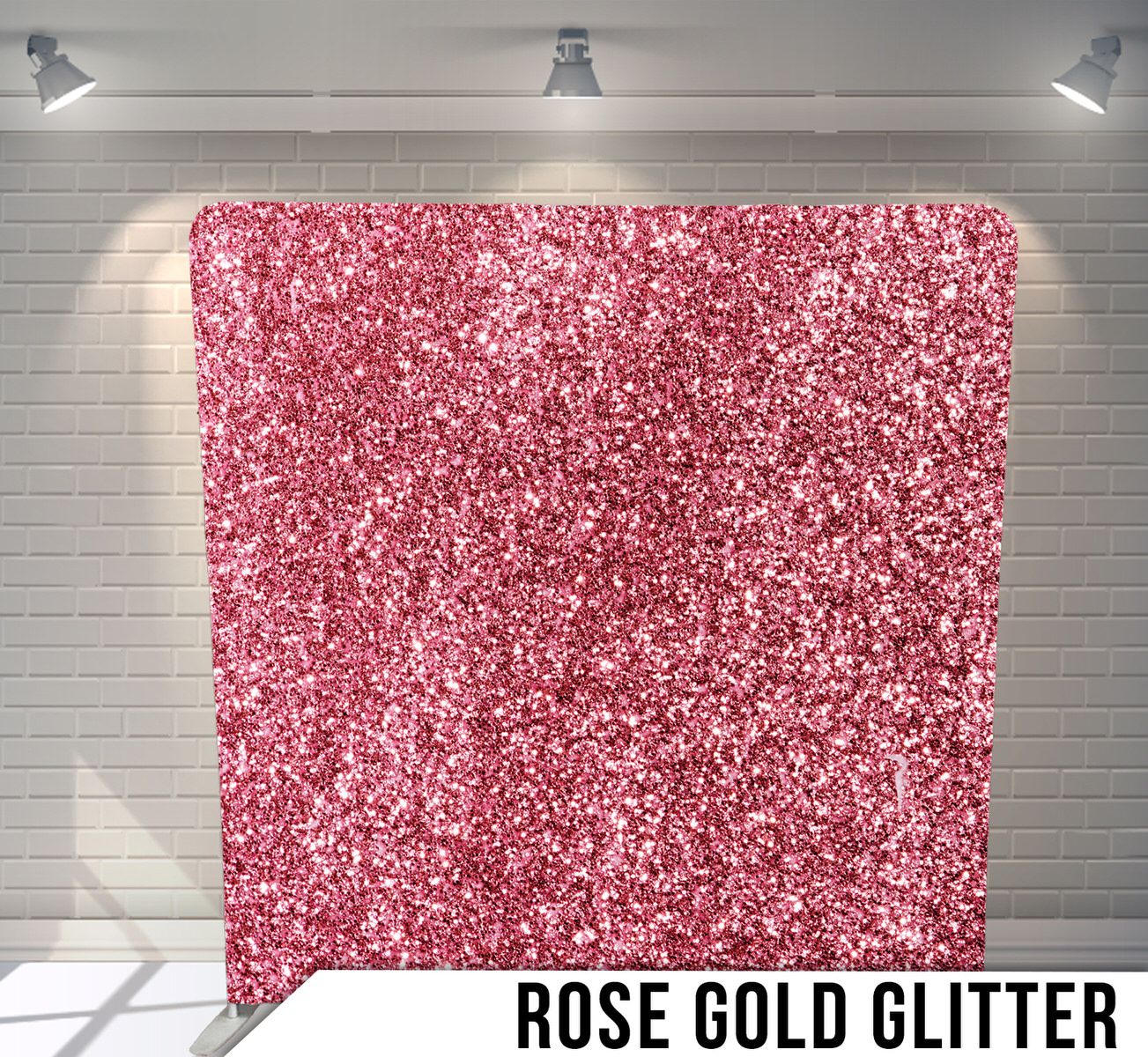 Sparkly rose gold glitter texture background with metallic shimmer effect.