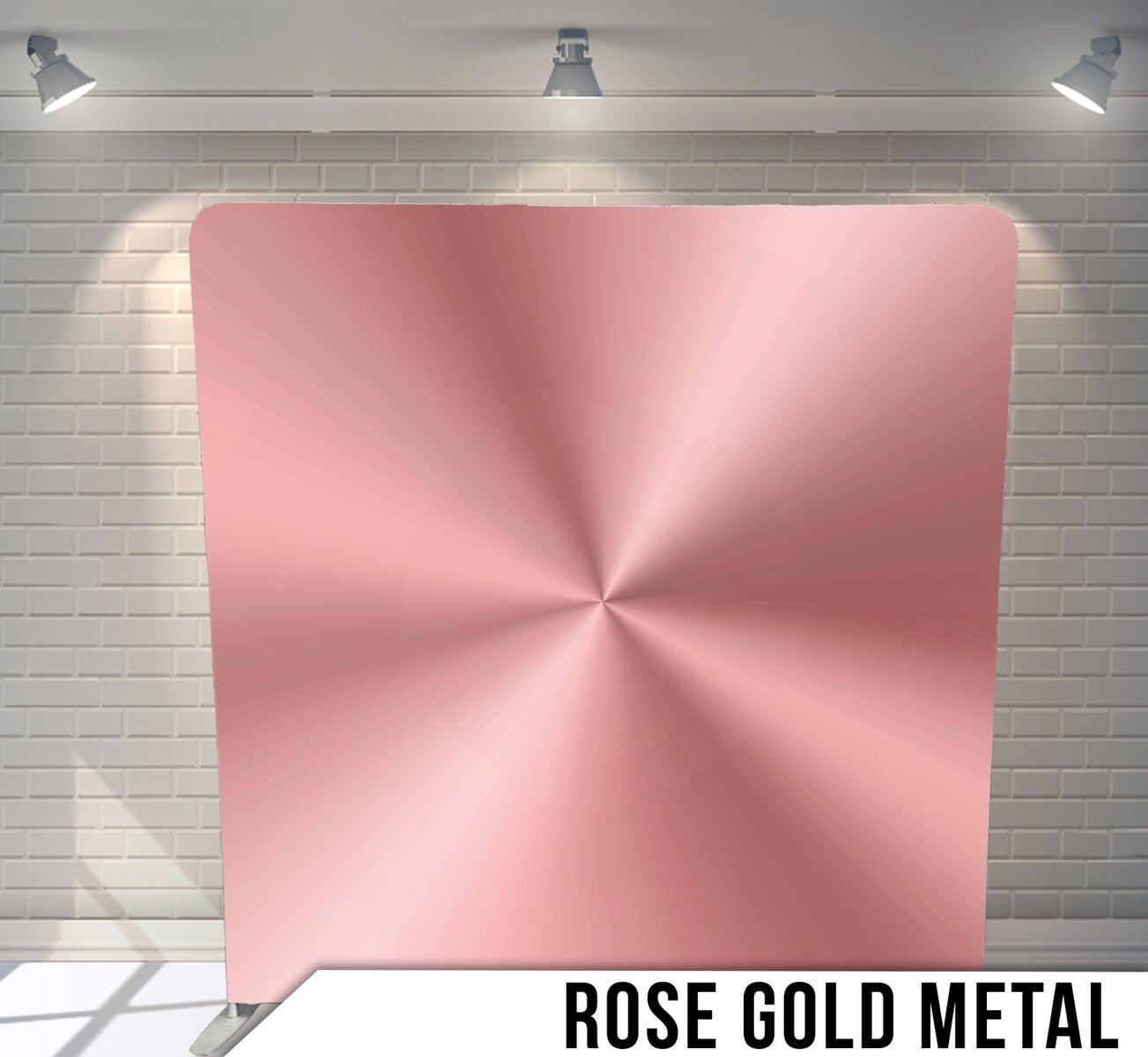 Smooth radial rose gold metallic background with centered starburst effect.