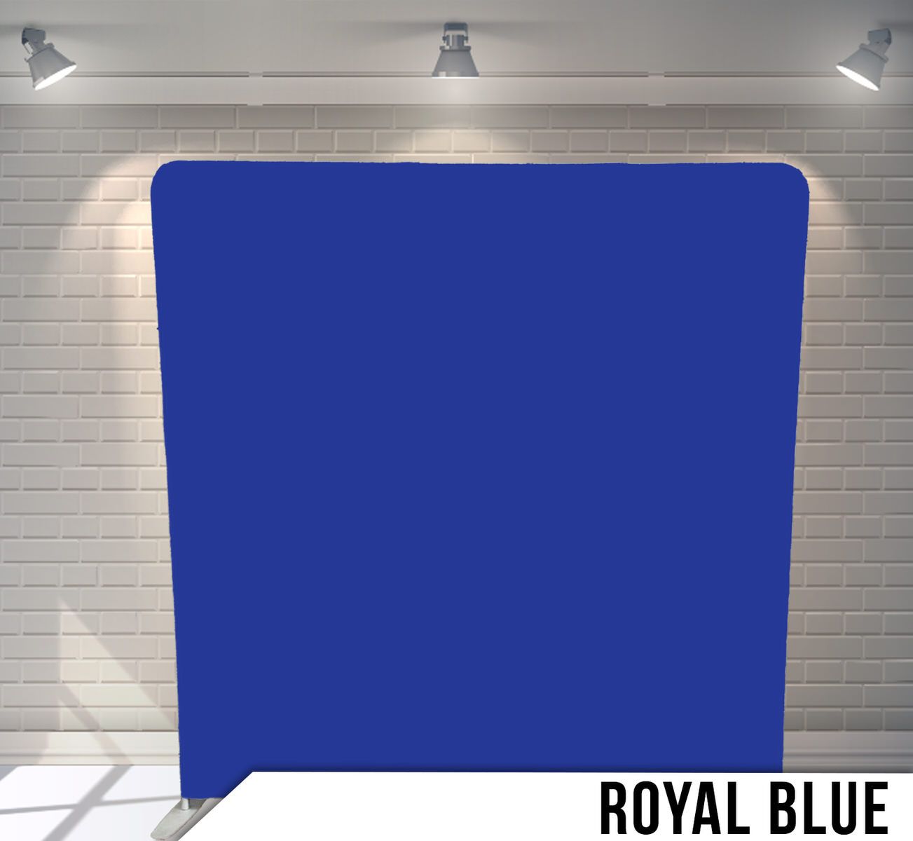 Solid royal blue photo backdrop panel with professional studio lighting.