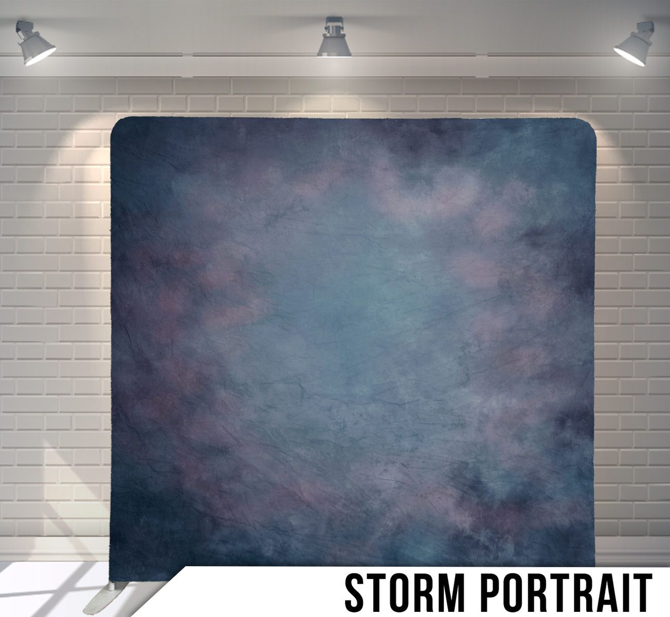 Moody storm clouds in blue and purple tones creating dramatic atmospheric background.