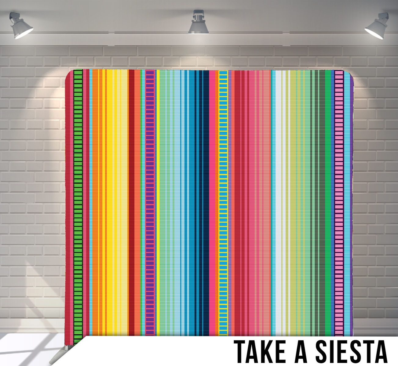 Vibrant multicolored vertical stripes pattern with Mexican serape blanket design.