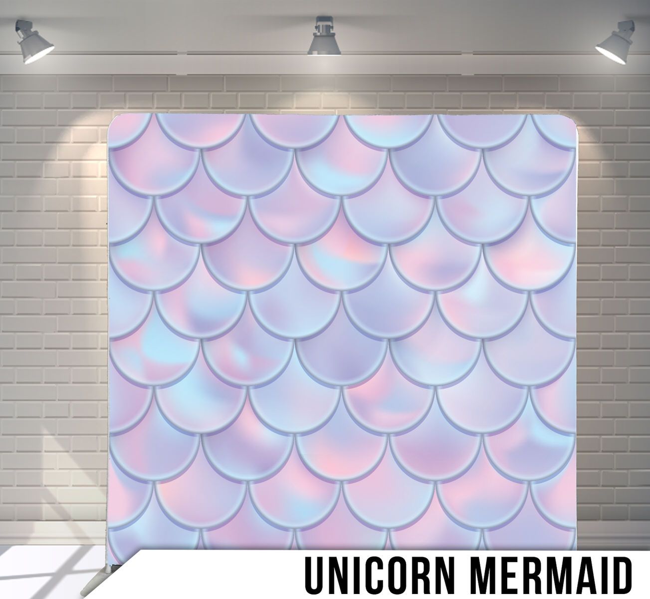 Iridescent mermaid scale pattern in pastel pink and blue creating a magical fish scale texture.