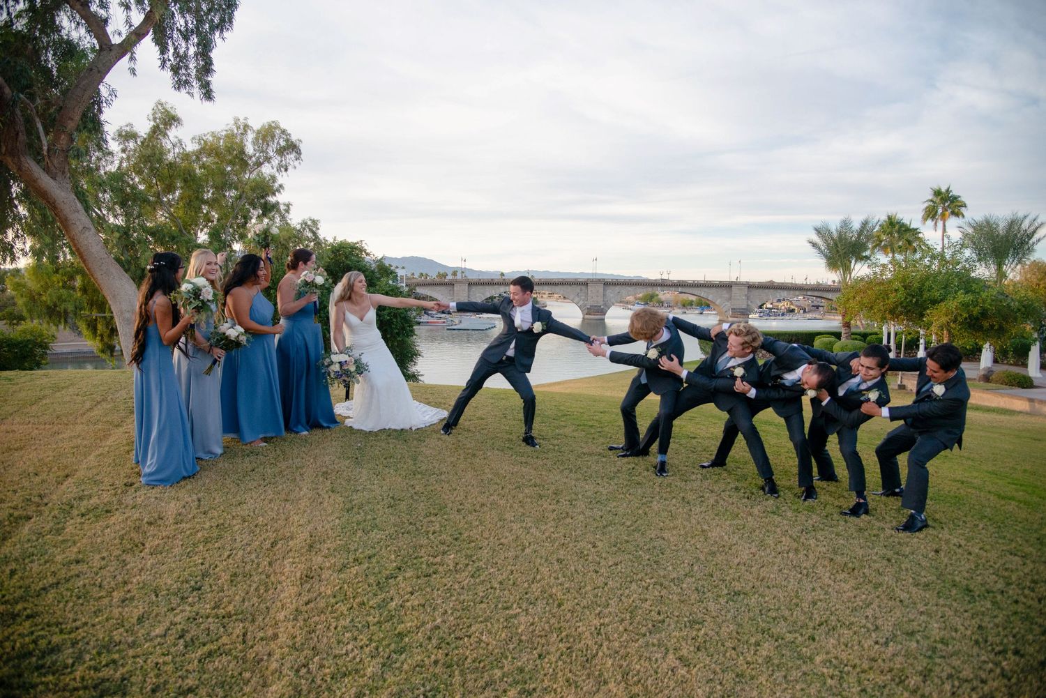 Experience the magic of a wedding at the Long Bridge Resort in Lake Havasu – a picturesque setting.