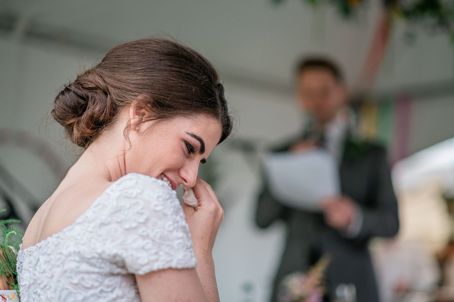 Bride's tears of joy.