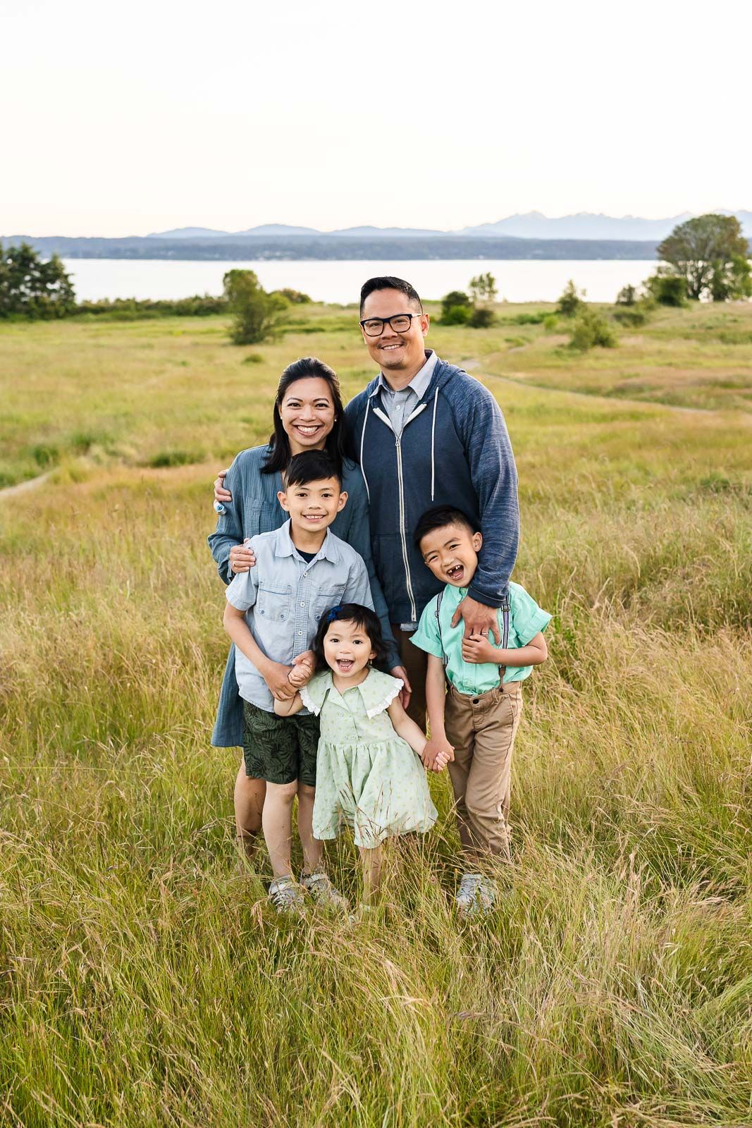 Family photo on the bluff at Discovery Park