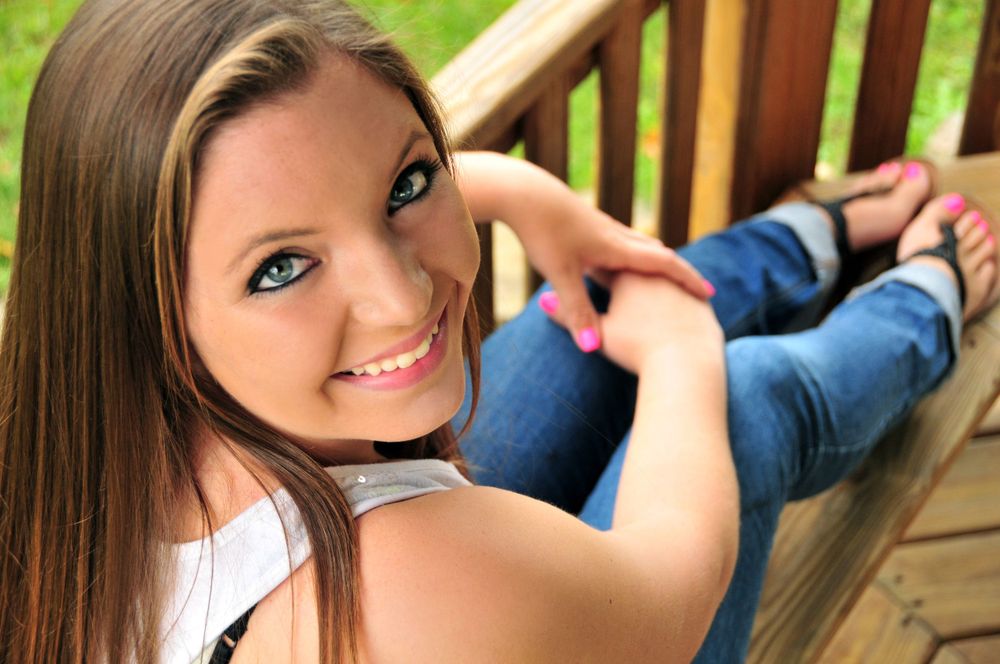 high school senior girl smiling close up