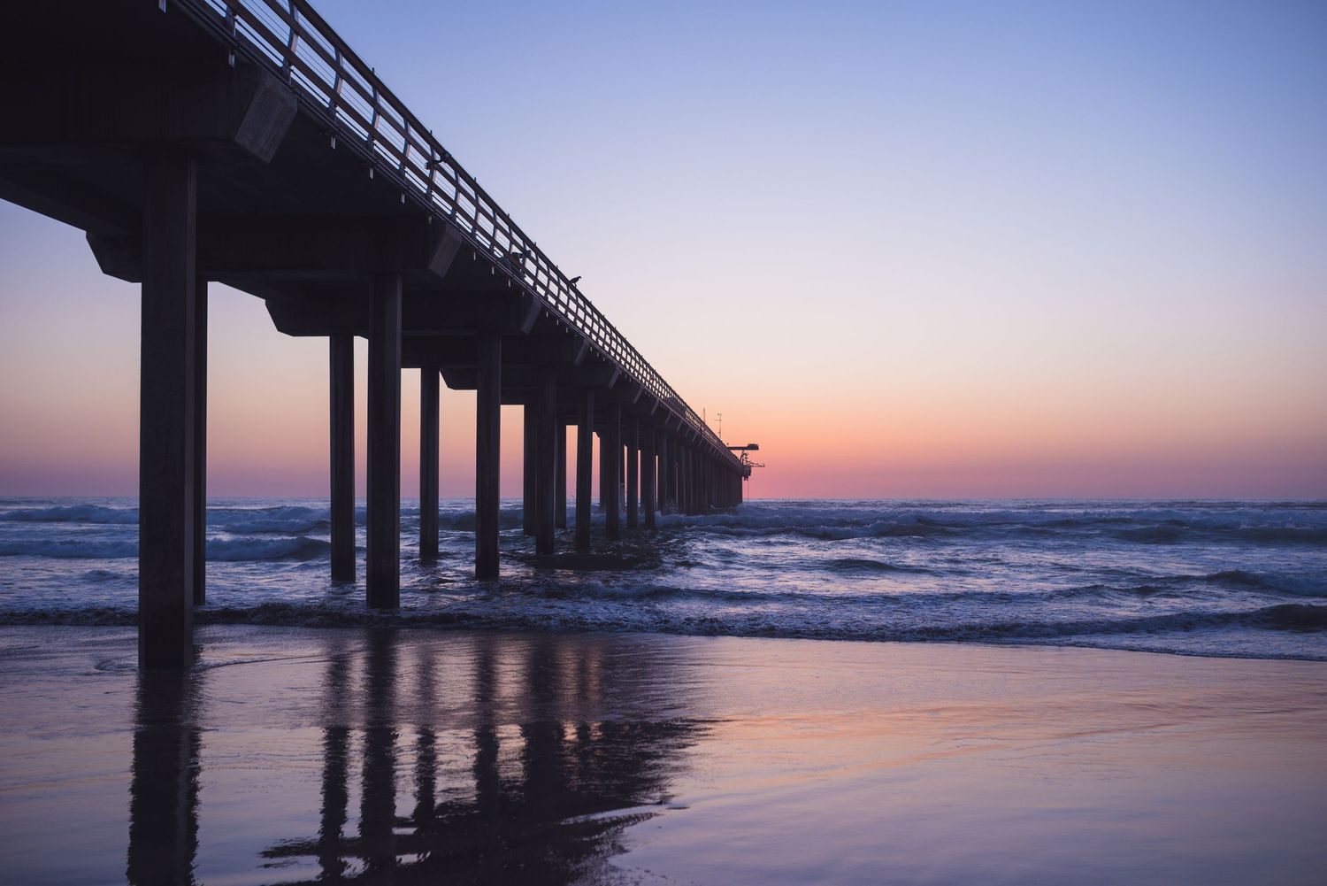 Sunset at UCSD Scripps Pier in La Jolla, San Diego, California.