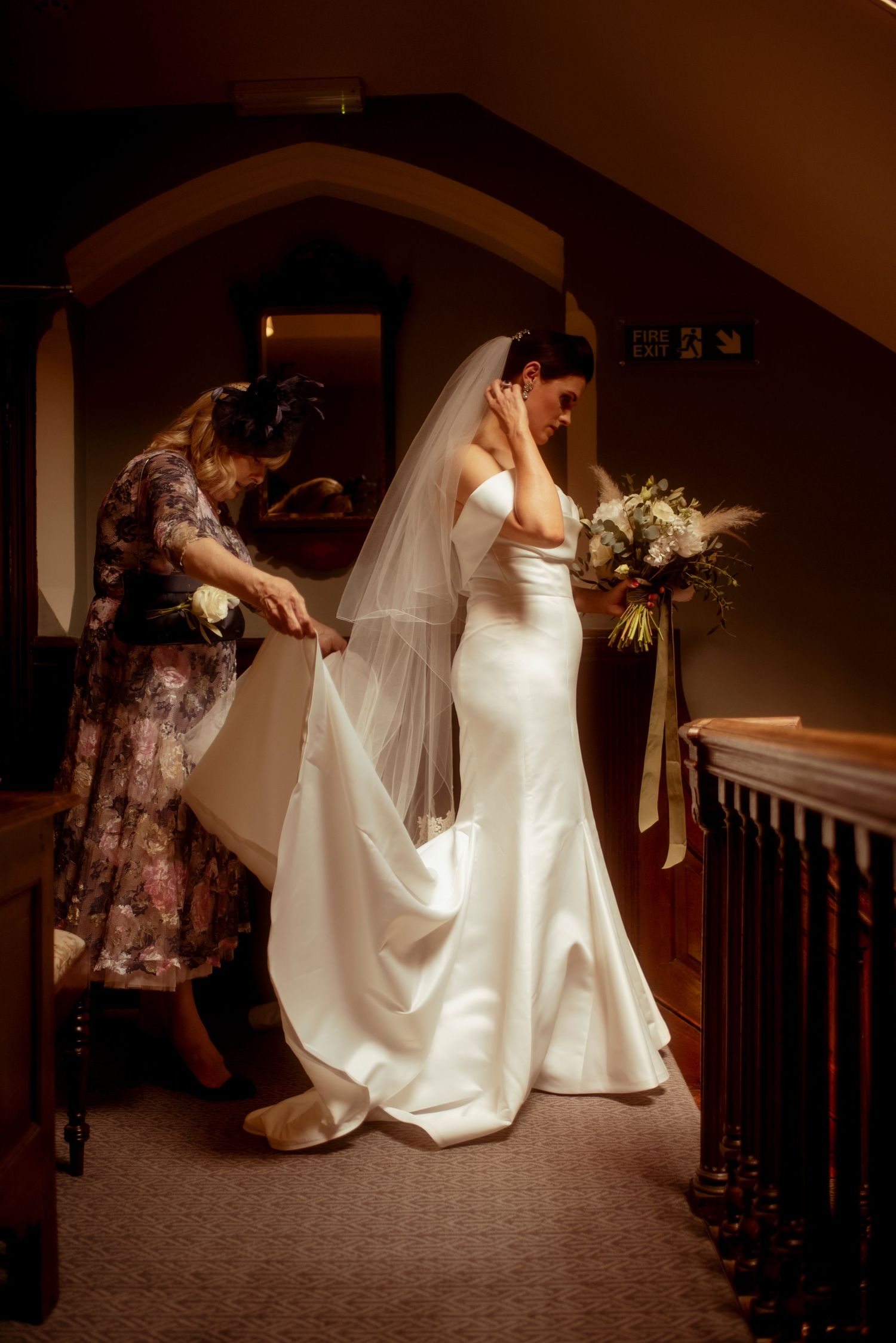 Bride and mum, quiet moment before the ceremony