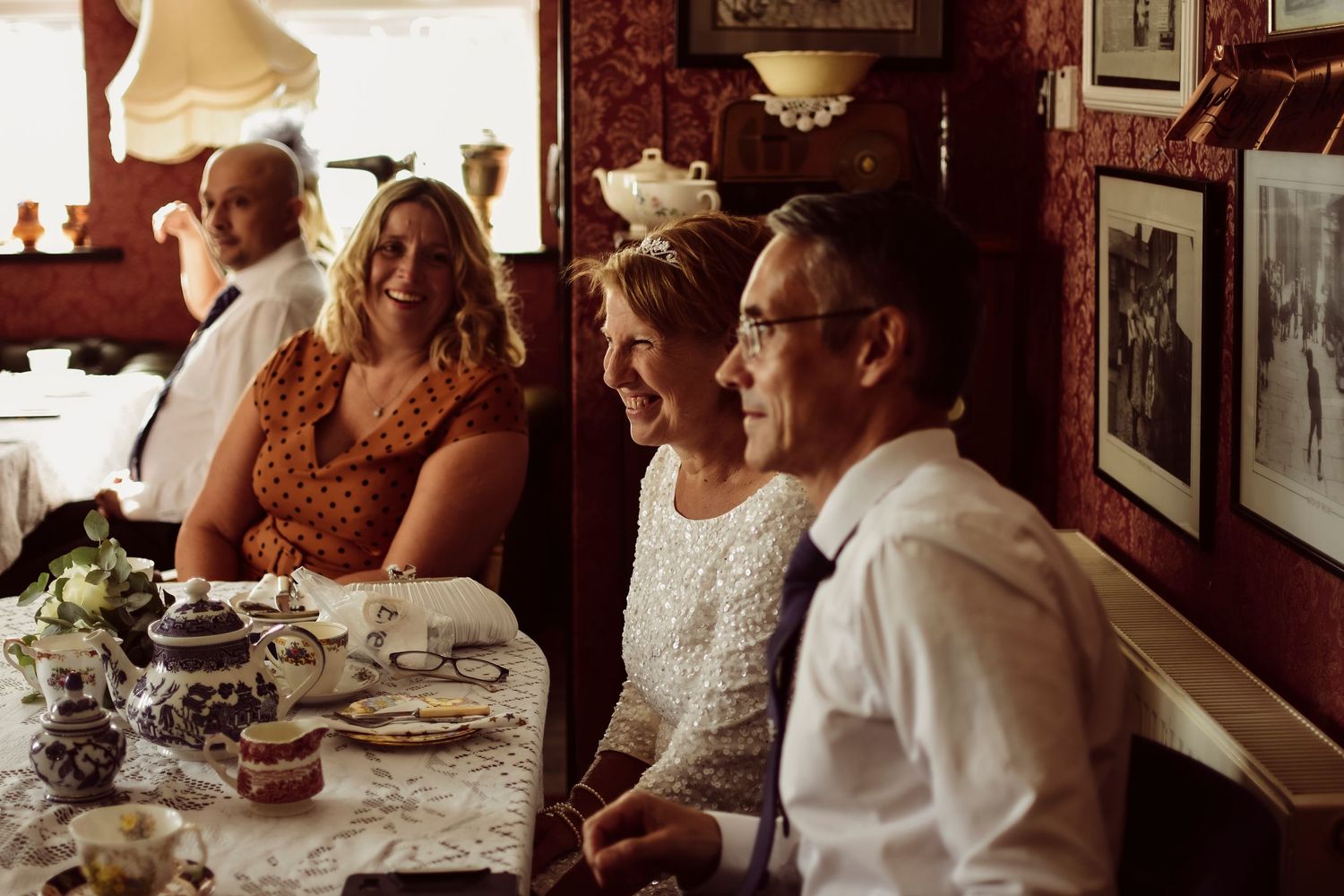 Happy bride and groom at their micro wedding