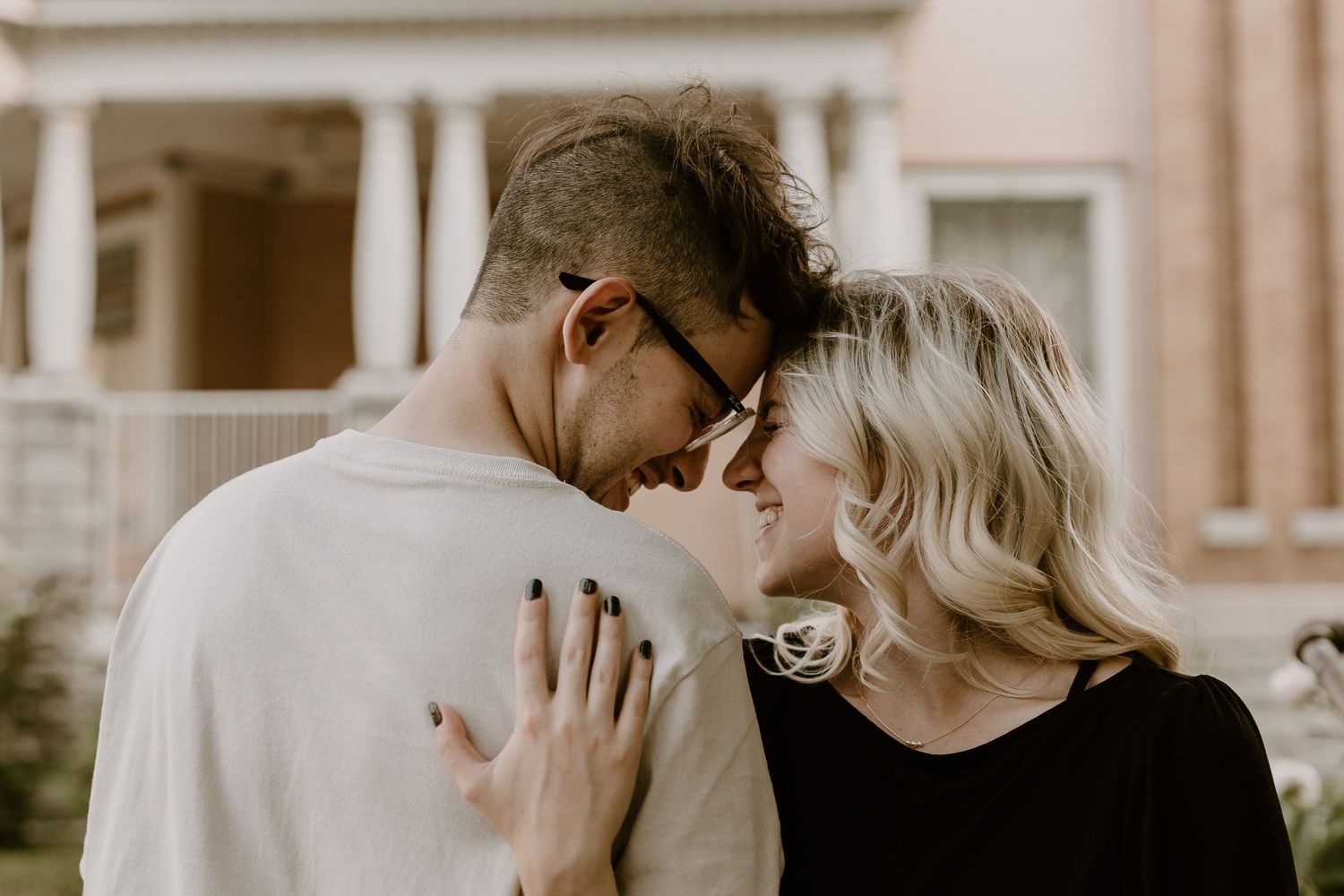 Lifestyle couples portrait in Joplin, Missouri with movement-focused posing and intimate storytelling.