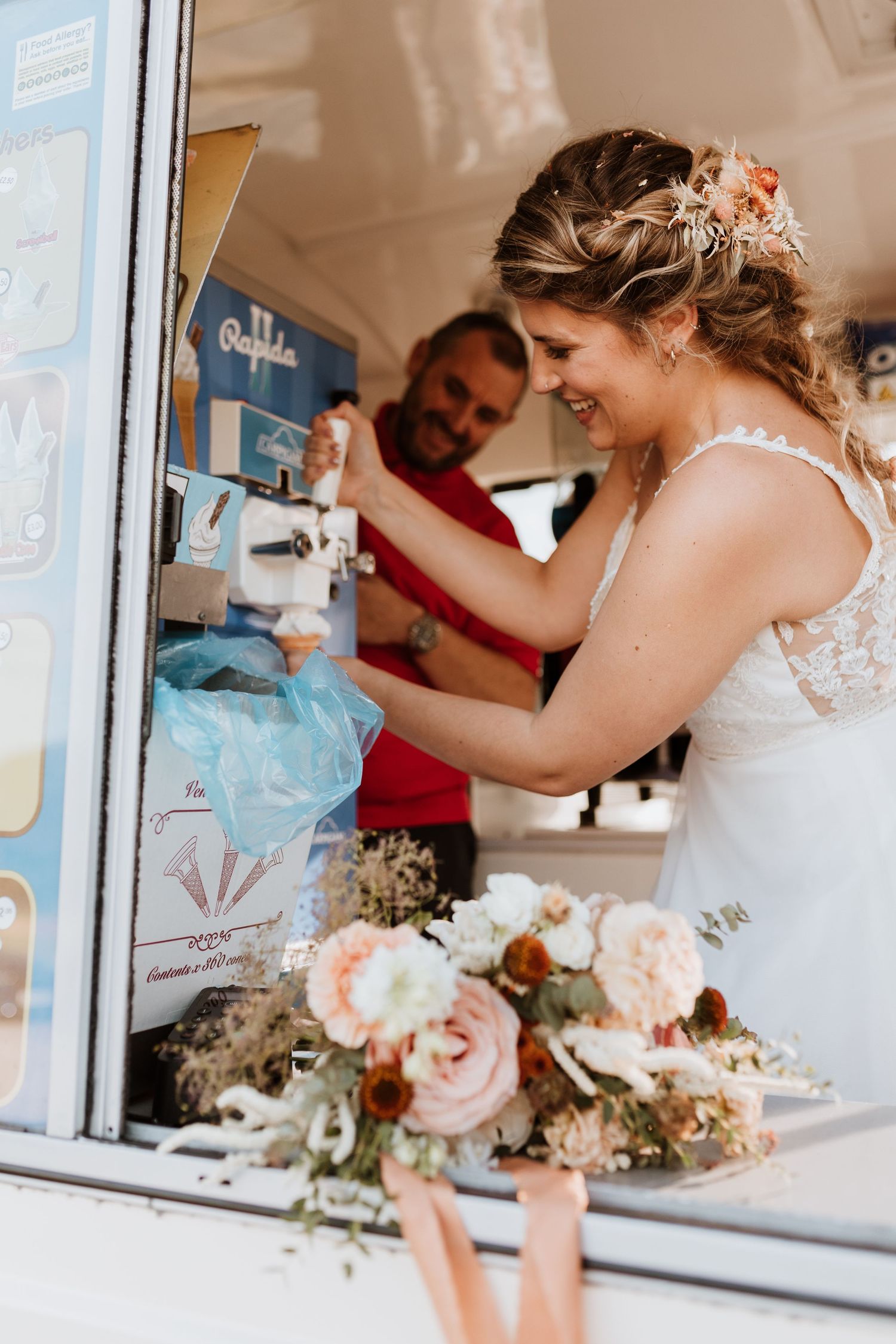 Bride handing out mr whippys