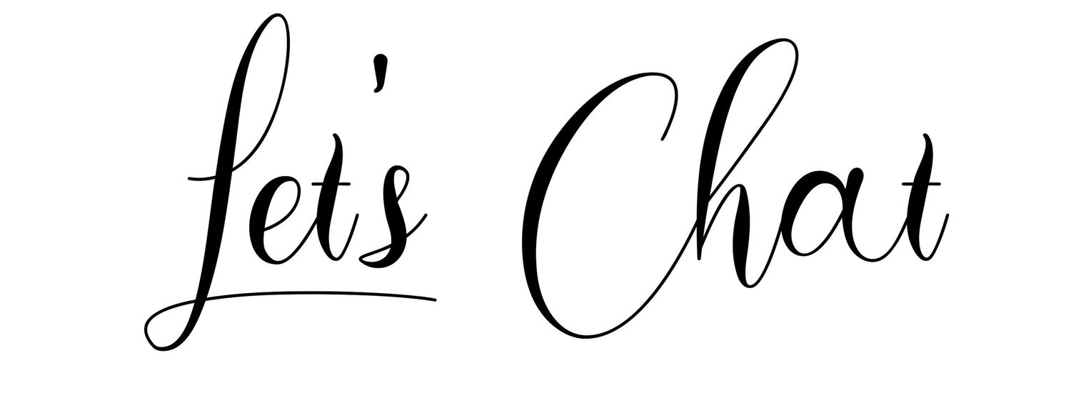 Handwritten calligraphy text reading 'Let's Chat' in flowing black script.